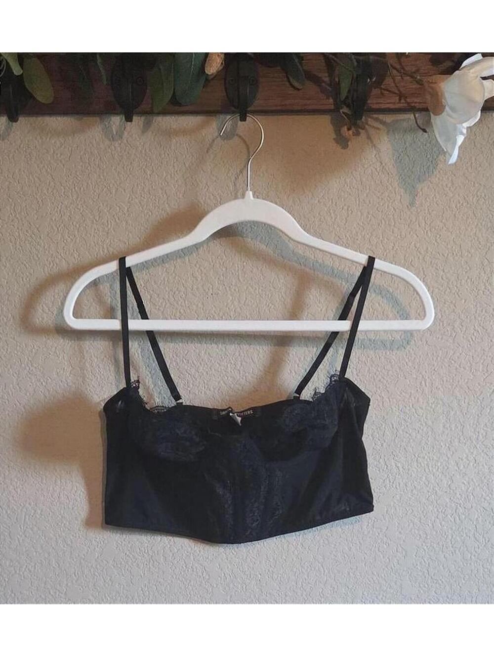 Urban Outfitters Black Lace Bustier Crop Top Medium